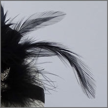 Load image into Gallery viewer, 1920s Black Gatsby Flapper Feather Headpiece
