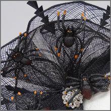 Load image into Gallery viewer, Black Halloween Headpiece with Scary Spiders