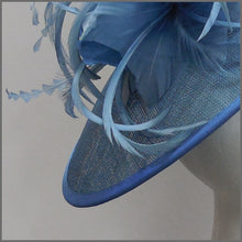 Load image into Gallery viewer, Feather Flower Disc Fascinator in Oxford Blue