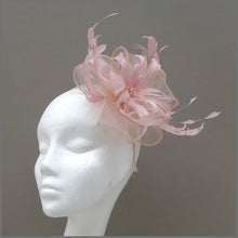 Load image into Gallery viewer, Blush Pink Floral Feather Fascinator for Wedding