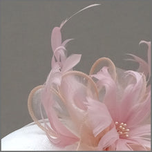 Load image into Gallery viewer, Blush Pink Floral Feather Fascinator for Formal Event
