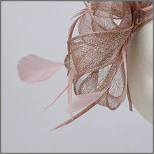 Load image into Gallery viewer, Blush Pink & Silver Feather Fascinator on Headband