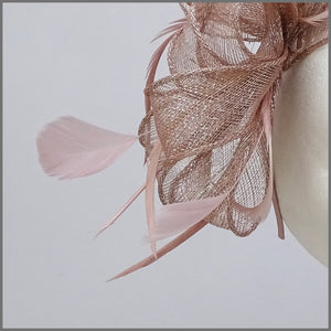 Blush Pink & Silver Feather Fascinator on Headband