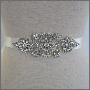Bridal Wedding Belt with Sparkly Crystals & Pearls