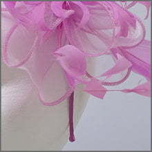 Load image into Gallery viewer, Candy Pink Floral Feather Fascinator on Headband