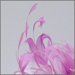Candy Pink Floral Feather Fascinator for Races
