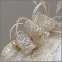 Load image into Gallery viewer, Champagne Gold Formal Feather Fascinator Headpiece