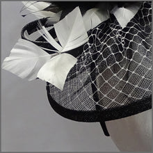 Load image into Gallery viewer, Classic Black & White Disc Fascinator Headband
