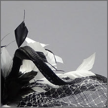 Load image into Gallery viewer, Classic Black & White Disc Fascinator Headband