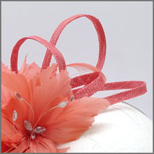 Load image into Gallery viewer, Coral Sinamay Fascinator Headpiece for Formal Event