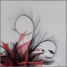 Load image into Gallery viewer, Coral & Navy Floral Rose Fascinator on Headband