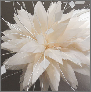 Delicate Peach & White Feather Flower Fascinator