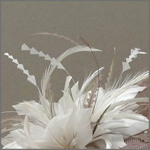Elegant Latte & White Pearl Mini Disc Fascinator Hatinator