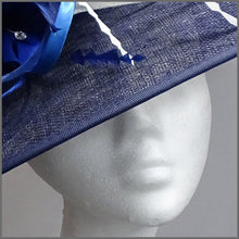 Load image into Gallery viewer, Royal Ascot Disc Fascinator in Navy, Blue &amp; White