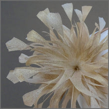 Load image into Gallery viewer, Feather Flower Occasion Fascinator in Champagne Gold