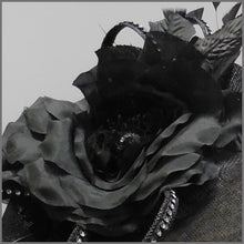 Load image into Gallery viewer, Floral Black Hatinator on Headband for Derby Day