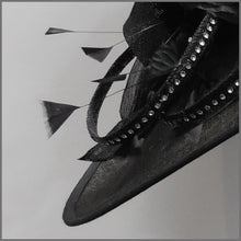 Load image into Gallery viewer, Floral Black Hatinator on Headband for Derby Day