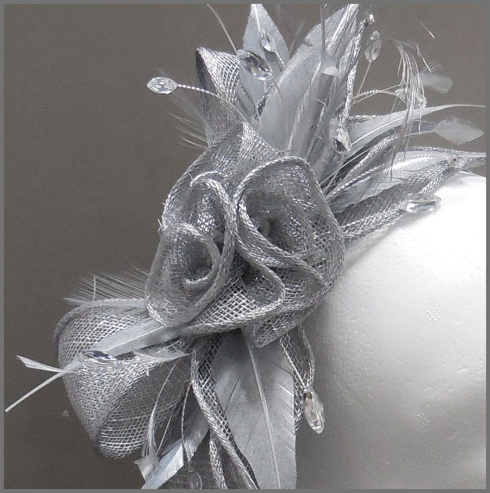 Rachel Fascinator Metallic Silver