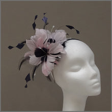 Load image into Gallery viewer, Floral Wedding Fascinator in Pale Pink &amp; Navy Blue
