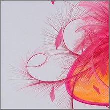 Load image into Gallery viewer, Formal Event Disc Fascinator in Orange & Raspberry