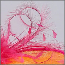 Load image into Gallery viewer, Formal Event Disc Fascinator in Orange &amp; Raspberry