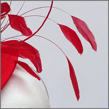 Load image into Gallery viewer, Red Rose Mini Disc Feather Fascinator for Wedding