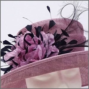 Heather Pink & Navy Mother of the Bride Wedding Hat
