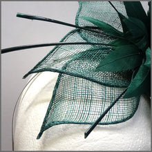 Load image into Gallery viewer, Dramatic Emerald Green Feather Headpiece for Ladies Day
