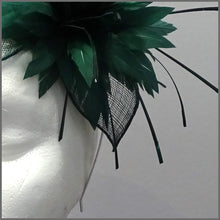 Load image into Gallery viewer, Dramatic Emerald Green Feather Headpiece for Ladies Day