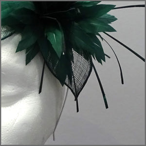Dramatic Emerald Green Feather Headpiece for Ladies Day