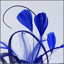 Load image into Gallery viewer, Large Lightweight Feather Fascinator in Cobalt Blue