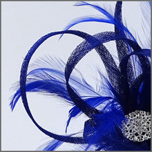 Load image into Gallery viewer, Large Lightweight Sinamay Fascinator in Cobalt Blue