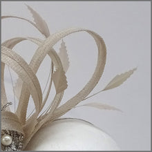 Load image into Gallery viewer, Large Delicate Race Day Fascinator in Oyster
