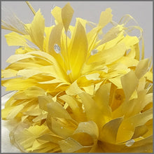Load image into Gallery viewer, Large Yellow Occasion Flower Feather Fascinator