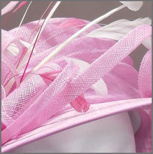 Load image into Gallery viewer, Mother of the Bride Floral Wedding Hat in Candy Pink &amp; White