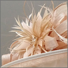 Load image into Gallery viewer, Feather Wedding Hat in Nude Blush Pink