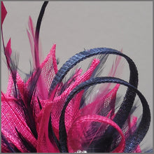 Load image into Gallery viewer, Occasion Feather Fascinator in Fuschia Pink &amp; Navy