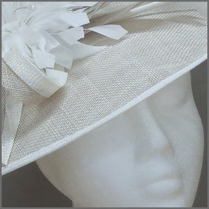 Oyster & White Feather Hatinator for Wedding