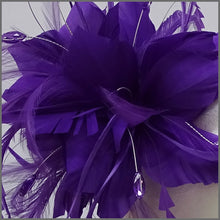 Load image into Gallery viewer, Purple Feather Flower Fascinator for Wedding Guest