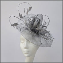 Load image into Gallery viewer, Formal Race Day Disc Fascinator in Metallic Silver
