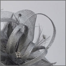 Load image into Gallery viewer, Formal Race Day Disc Fascinator in Metallic Silver