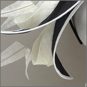 Unique Double Layered Disc Fascinator in Black & Ivory