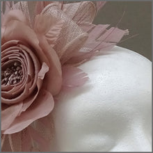 Load image into Gallery viewer, Floral Occasion Fascinator Headband in Nude Pink