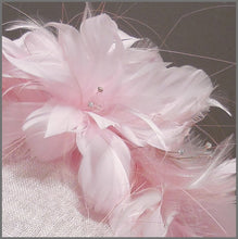 Load image into Gallery viewer, Feather Hatinator in Pale Pink for Ladies Day at Royal Ascot