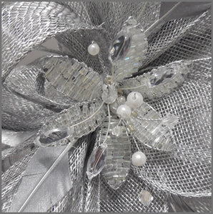 Silver Hatinator with Crystal Flower for Wedding