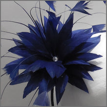 Load image into Gallery viewer, Simple Navy Blue Feather Flower Side Fascinator