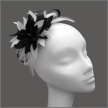 Load image into Gallery viewer, Small Black & White Feather Occasion Fascinator