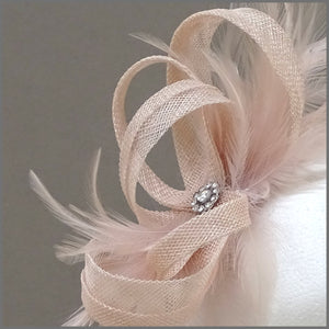 Small Wedding Guest Fascinator in Blush Pink