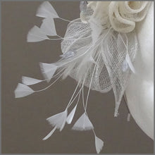 Load image into Gallery viewer, Special Occasion Grey &amp; Ivory Rose Fascinator on Headband