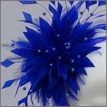 Load image into Gallery viewer, Unique Full Feather Blue Formal Fascinator